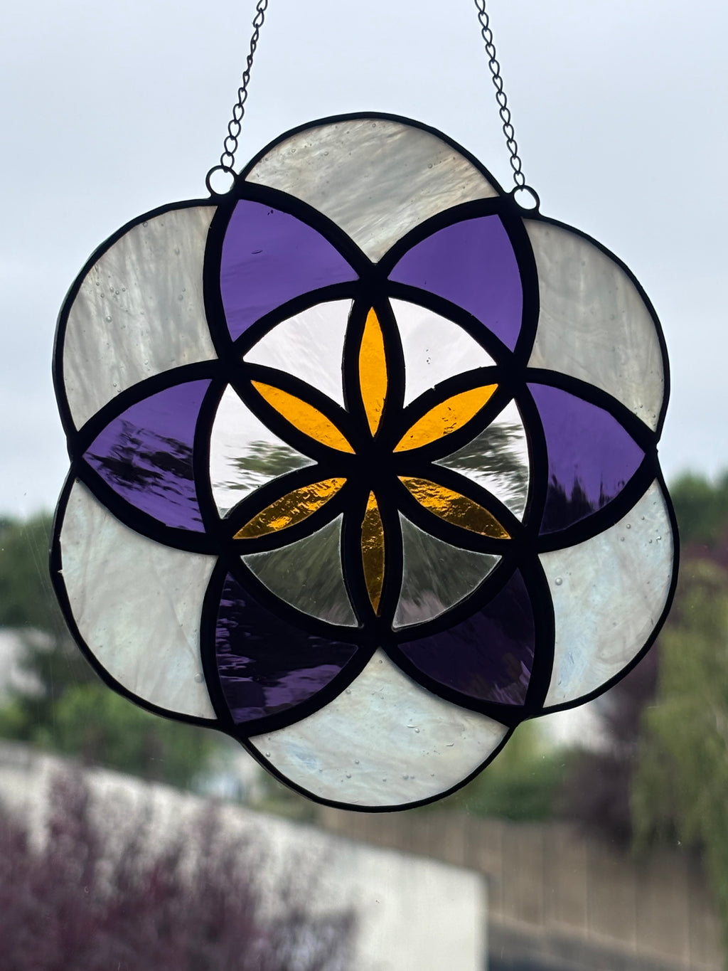 Rosace blanche et violette