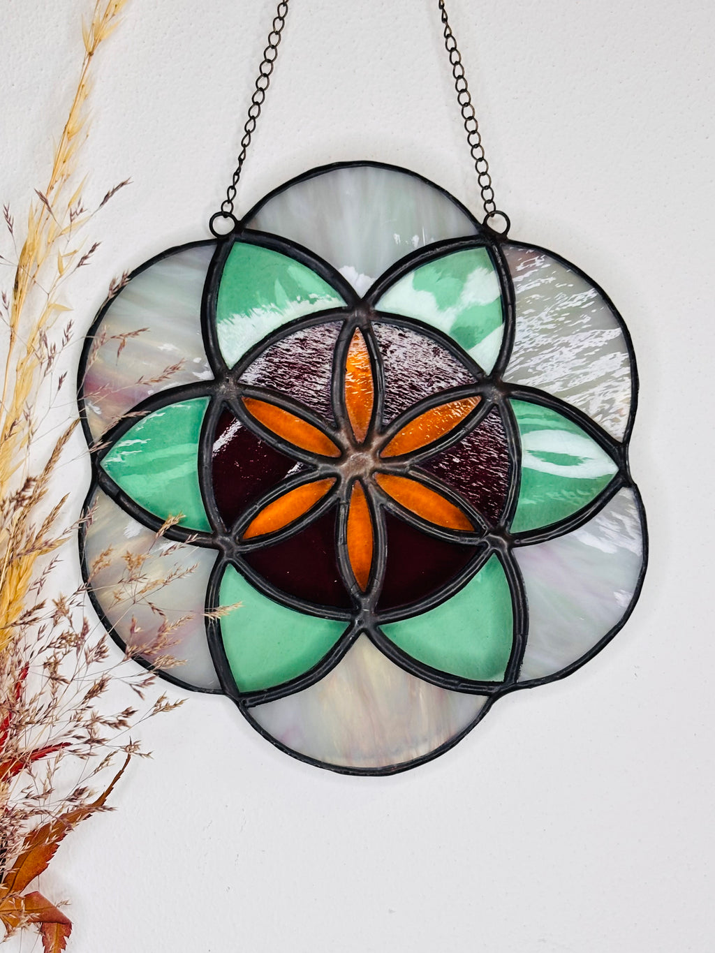 Rosace verte et violette
